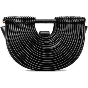 Half Round Woven Clutch Purse PU Leather Evening Wedding Party Handbag for Women